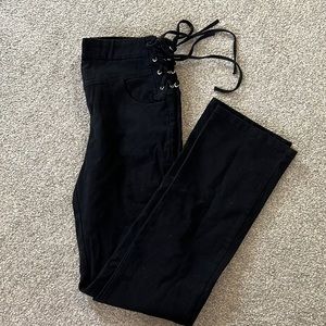 Kittenish Black Lace Up Denim